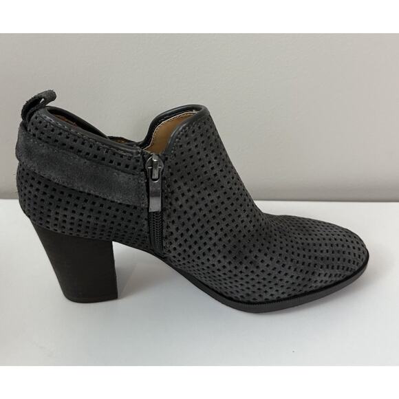 Franco Sarto Size 6 Dale 2 Dark Gray Perforated Heel Ankle Booties NWOT - Picture 2 of 16